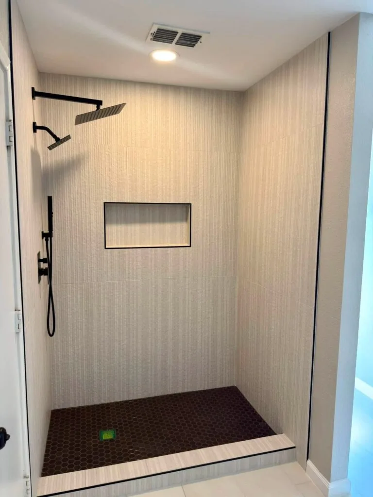 Crescentwood bathroom finished shower and glass door